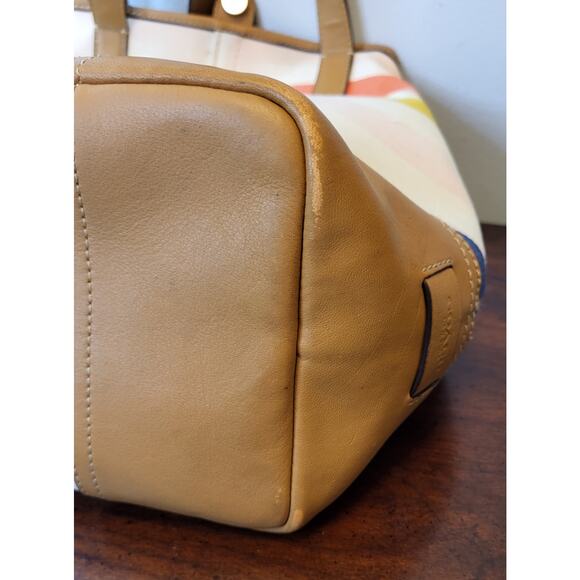 Coach Hadley Multistripe Canvas/Leather Duffle Tote M1382-F30041 - Picture 14 of 16